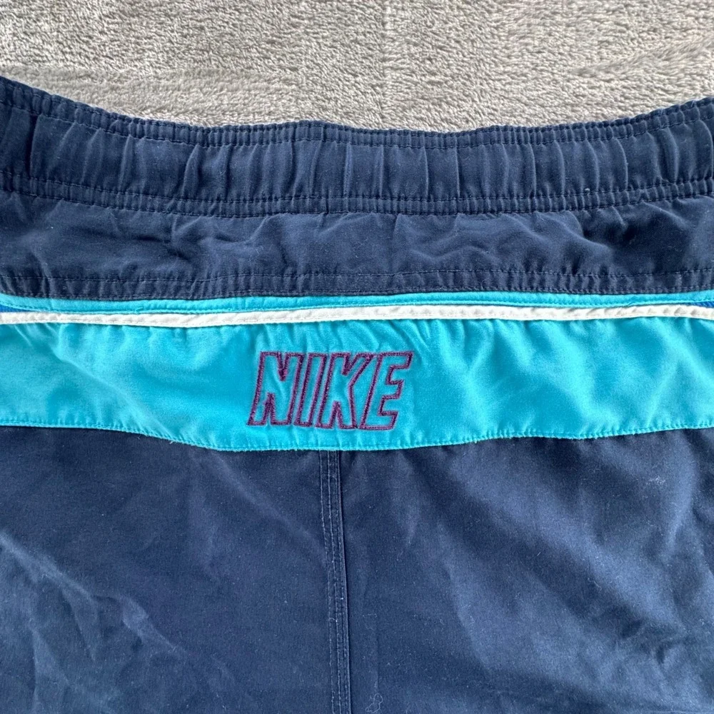 Nike Swim Trunks‎ Mens XXL Blue Colorblock Swoosh Lined Beach Board Shorts
